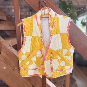 Handmade Yellow and White Quilted Vest